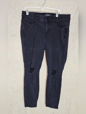 Torrid Black Bombshell Skinny Jeans Distressed Premium Stretch Size 18S